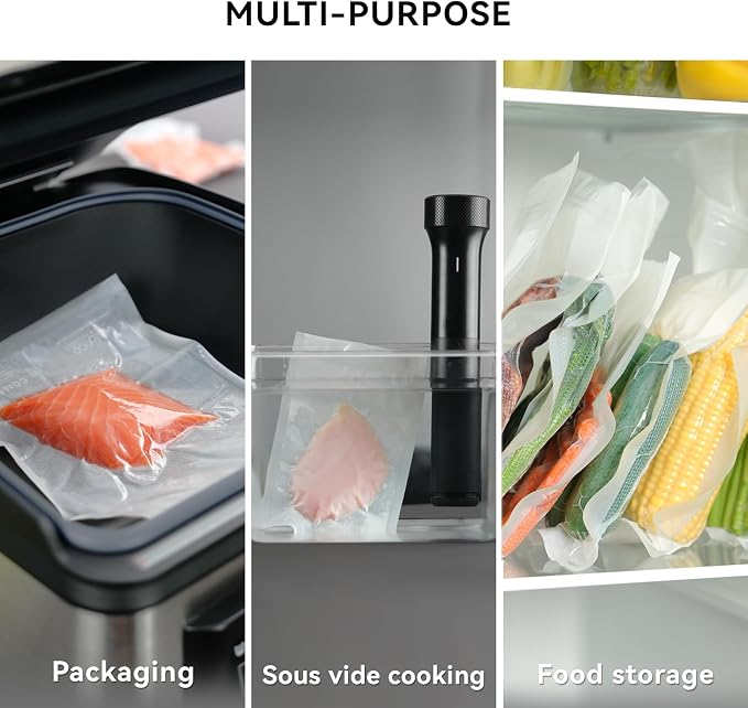 VestaEco Compostable Vacuum Sealer Bags for Food, 50 Quart 8" x 12" Precut | Heavy-Duty Embossed Vacuum Seal Bags for Food Saver, BPA-Free, for Storage, Meal Prep or Sous Vide