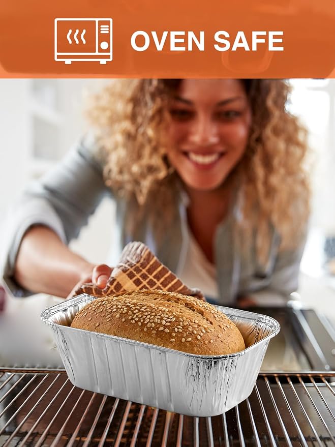 NEEBAKE 200 Pack 6x3.5x2 Disposable Aluminum Loaf Pans - 1 Lb Mini Loaf Pans, Small Aluminum Tin Foil Baking Pan, Food Containers for Baking, Cakes, Bread, Meat, Loaves