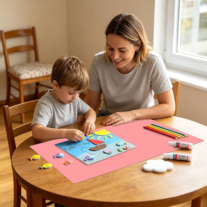 Extra Large Silicone Mats for Kitchen Counter, 27.6'' x15.7'' Silicone Placemats for Kids, Nonstick Silicone Mat for Baking Crafts, Nonskid Heat Resistant Mat Pink Kids Placemats for Table, Pink