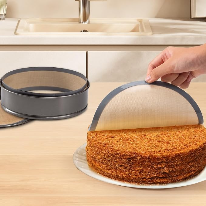 2 pack Non Sick Silicone Baking Mat for Springform Pan 9 inch, Prevent cake from Sticking to Bottom and Side, Easy Clean Silicone mat for Cheesecake Pan