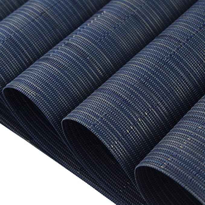 Placemat Matching with Table Runner,Cross-Weave Heat Resistant Placemat Washable Table Mats Sets(6pcs Placemats + 1 Table Runner, Navy Blue)