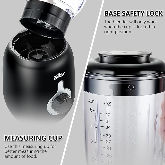 Bear Blender, 2025 New 700W Smoothie Countertop Blender with 40oz Cup for Shakes and Smoothies, 3-Speed for Crushing Ice, Puree and Frozen Fruit with Autonomous Clean | 40oz Cup for Shakes and Smoothies, 3-Speed for Crushing Ice, Puree and Frozen Fruit...
