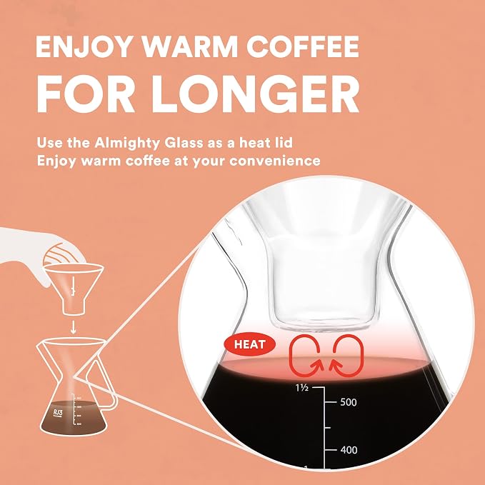 ovalware Pour Over Coffee Maker Set 17oz/0.5L | Precision Measuring Cup | Heatproof Borosilicate Carafe with Stainless Steel Filter & Dosing Vessel for Consistent Extraction | Ideal for Home Baristas