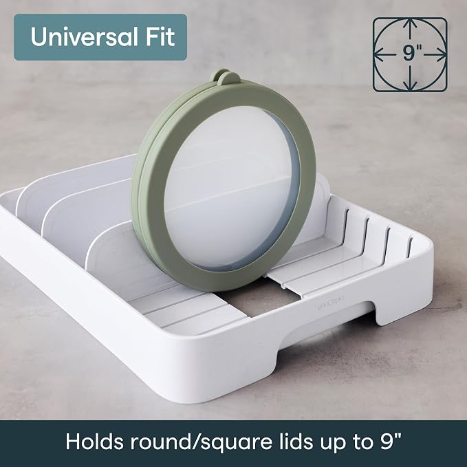 YouCopia StoraLid 24 Container Lid Organizer, Adjustable Plastic Lid Holder