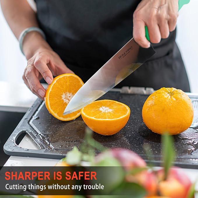 10" Professional Chef Knife, High Carbon Steel, Ergonomic (Green) | 10" High Carbon Stainless Steel,Versatile wide-blade chef knife,Non-Slip Ergonomic Handle,Durable, Stain-Resistant & Sharp.
