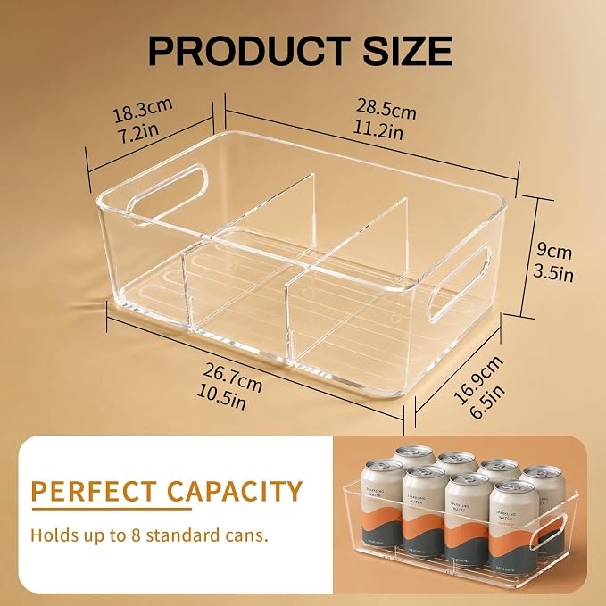 Mpotmiy 10-Pack Pantry Organizers and Storage, Clear Fridge Organizer Bins | Clear stackable plastic bins with removable dividers for packets, snacks, pouches and spices in pantry, fridge or freezer.