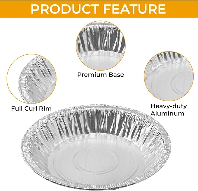 Aluminum Foil 6 inch Pie Pans, 100 Count | Disposable, Heavy Duty, Made in USA, For Baking Mini Pies, Quiche and Tarts