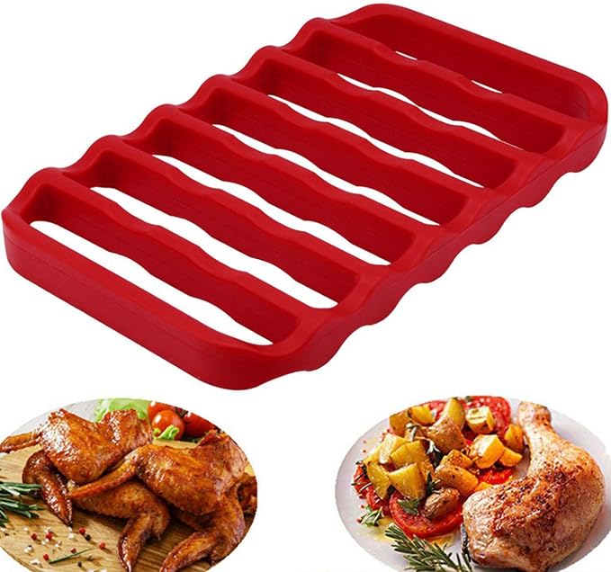 2 Pack Silicone Roasting Racks Non Stick Easy-Clean Cooling Rack for Cooking Baking Steaming (2pack-red)