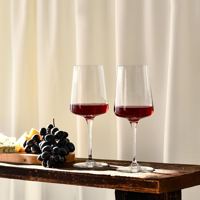 KROSNO Red Wine Glasses Set of 6, 16.9 oz, Infinity Collection | Wine Tumbler with Stem, Lead-Free Crystal Glassware, Drinking Glasses, Elegant Cups, Home & Restaurant, Dishwasher Safe