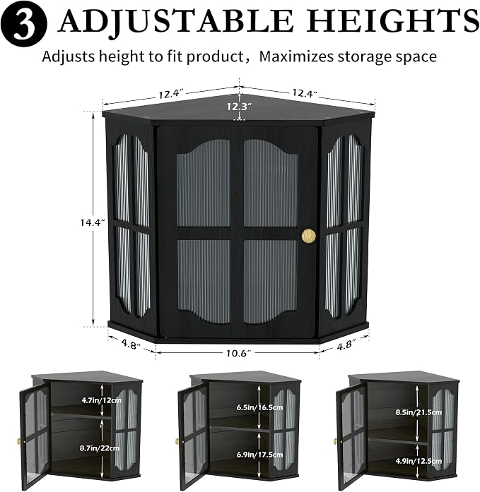 Corner Bread Box for Kitchen Countertop, Bread Storage Container for Bread | Large Capacity Bread Holder with 3 Adjustable Height for Counter, Breadbox Organizer
