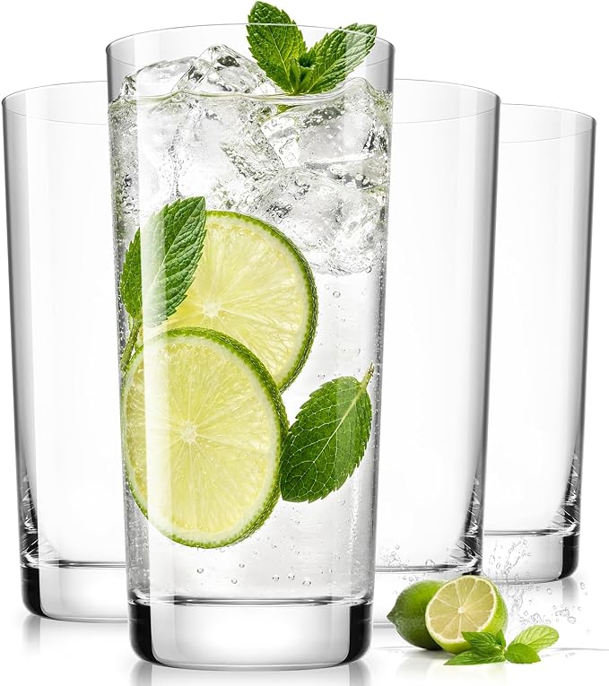 Drinking Glasses Set of 4,16oz Wide Mouth Water Glass Cups Crystal,Gift