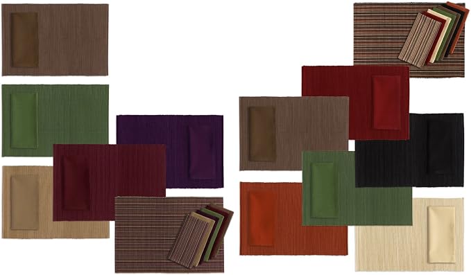 DII Basic Everyday Ribbed Tabletop 100% Cotton, Placemat Set, 13x19, Natural, 6 Piece