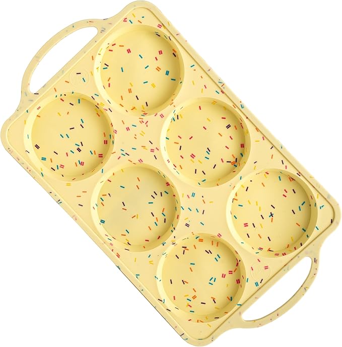 Jumbo Top Silicone Muffin Pans for Baking, 4 Inch Silicone Jumbo Muffin Pan 6 Cup, Egg Pan for Baking English muffins, Whoopie Pies, Corn Bread Bites, Confetti Muffin Top Pans Non Stick | Silicone Jumbo Muffin for Baking, Nonstick Silicone Cupcake Pan,...