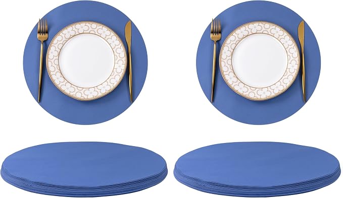 SHACOS 100 pcs Round Paper Placemats Disposable 13 inch Colored Paper Decorative Place Mats for Wedding Birthday Party Bridal Baby Shower Table Decoration, Blue (Pack of 2)