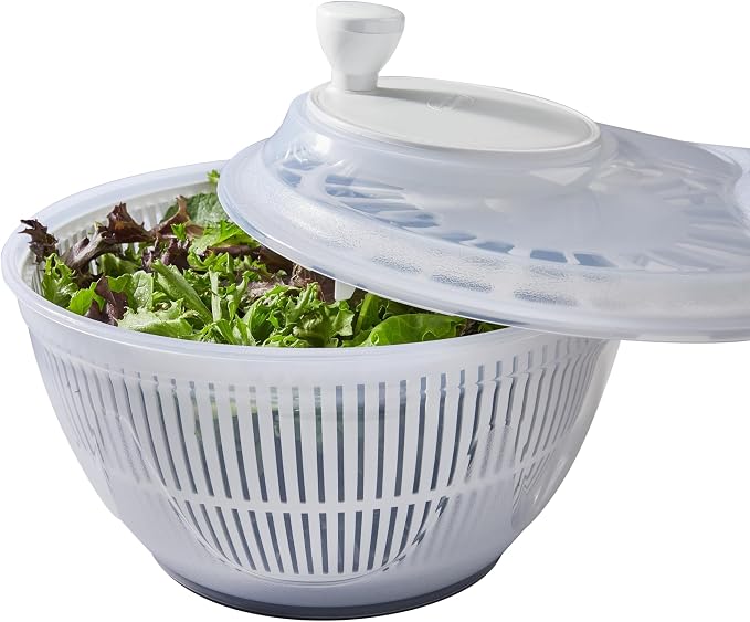 Kitchen Details 2-Piece Salad Spinner Large Capacity Lettuce Spinner Vegetable Washer | 4.75 Liter Produce Dryer | Multi-Use Colander System