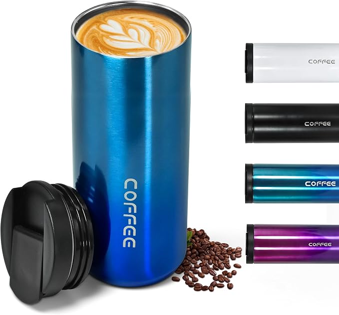 Insulated Coffee Mug 17oz,Travel Coffee Tumbler,Vacuum Insulated Coffee Mug with Leak Proof Screw Lid Coffee Cup for Men and Women for Hot & Cold Drinks