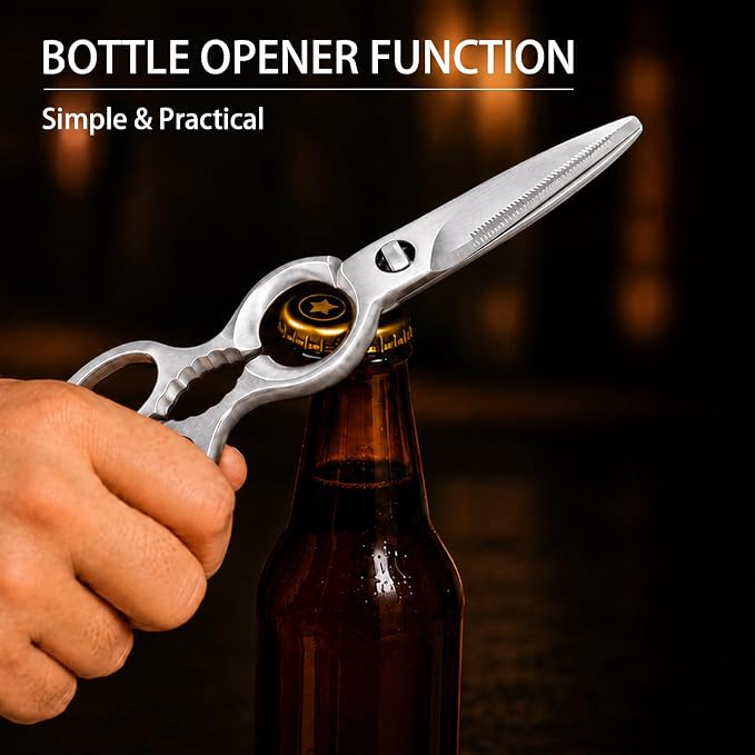 Heavy Duty Kitchen Shears, Detachable Stainless Steel Cooking Scissors for Food Prep, Meat, Poultry, Vegetable, Herb, All-Purpose Utility Scissors with Nutcracker, Bottle Opener & Blade Guard