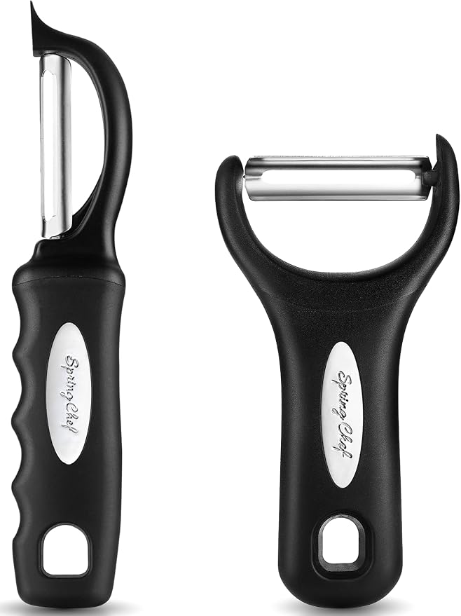 Spring Chef Swivel Vegetable Peeler & Y Potato Peeler w/Soft Grip Handles | Apple Peelers with Ultra Sharp Stainless Steel Blades, Multifunctional Peelers for Kitchen, Perfect for Carrot, Veggie, Fruit