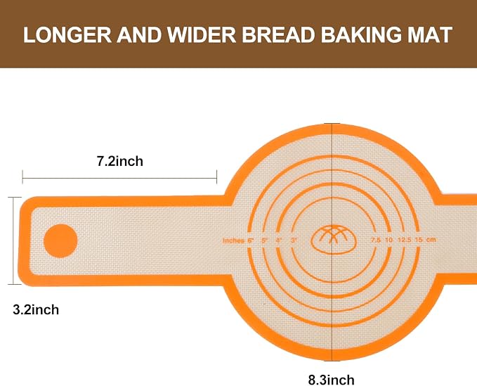 Silicone Bread Sling for Dutch Oven, 2 PCS Round Sourdough Baking Mat, Reusable Dutch Oven Liners with Extra Long Heat-Resistant Handles, Non-Stick Easy Clean Transfer Sling for Sourdough Bread-orange