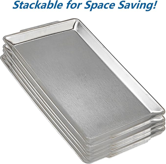 15.8" x 9.5" Large Serving Platters, Stainless Steel Heavy-Duty Large Serving Trays, Silver Rectangular Plates for Food, Fruit, Party, Wedding, Christmas, Chip and Scratch Resistant