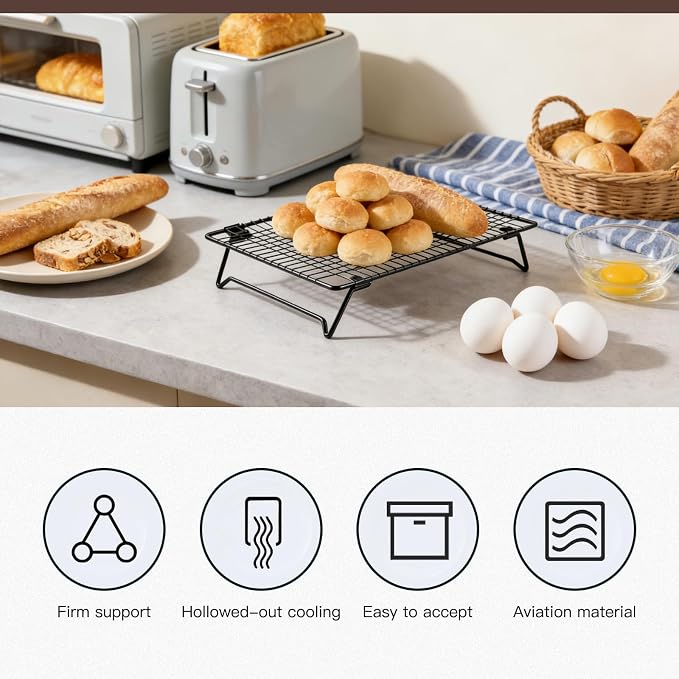 Cooling Racks for Cooking and Baking, Cookie Cooling Rack, 2-Pack with Sizes 16.93X11.02X3.15 Inches & 13.4x9.4x2.36 Inches, Sturdy Baking Cooling Racks for Cookies, Cakes