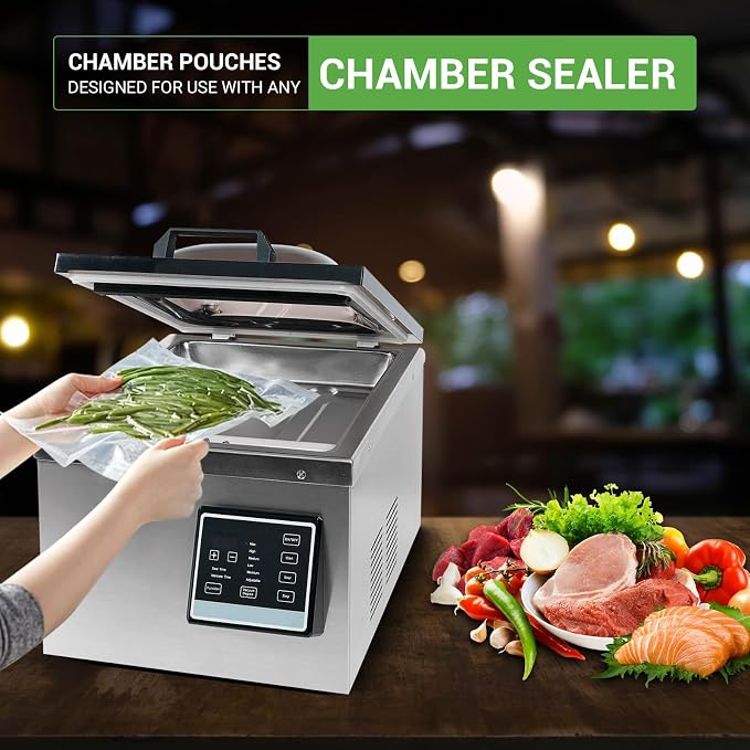 Chamber Vacuum Sealer Bags 260 Quart size 8" x 12", Pint Size 6" x 10" For Vacuum Chamber Bags Pre-Cut Chamber Vacuum Bags- BPA-Free -Heavy Duty Chamber Machine Pouches