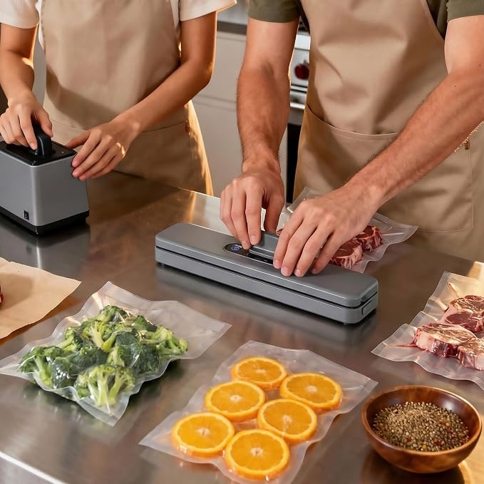 Vacuum Sealer Bags for Food - 200 Count Precut (8"x12"+6"x8") Vacuum Seal Bags| BPA-Free Commercial Grade | 6X Freshness | Universal Clamp Machine Fit | Ideal for Sous Vide & Meal Prep