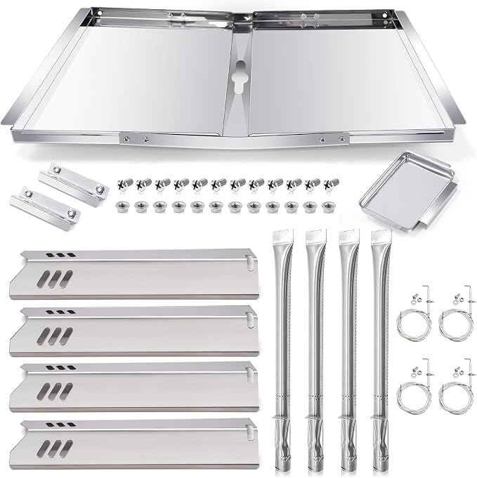 Hiorucet DGF493BNP Grease Tray Replacement Parts, Adjustable 24''-30'' Drip Pan, Heat Plate Tent, Burner and Igniter for Dyna Glo DGF510SBP, DGF493BNP Replacement Parts, Backyard Grill BY13-101-001-12