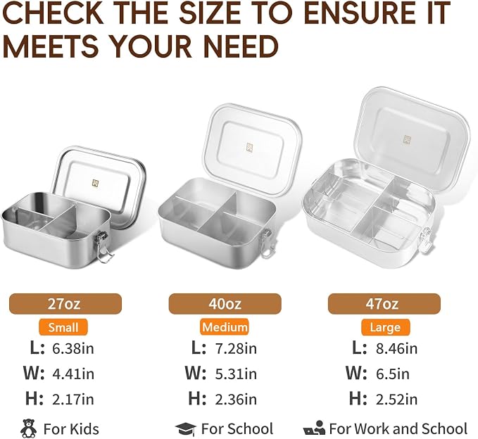 GOLDEN KEY 27oz Stainless Steel Bento Box for Kids,800ml Stainless Steel Lunch Box with Leakproof Condiment Container,3 Compartment Snack Containers for On the Go Meal,Freezer & Dishwasher Safe (Blue)