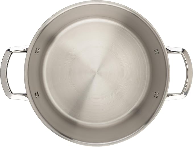 WINCO Tri-Ply Stock Pot, 12-quart, Silver | Dishwasher safe, Heavy-duty, Triple-riveted handles, Dripless pouring, Induction compatible, Great for Stocks and Soups