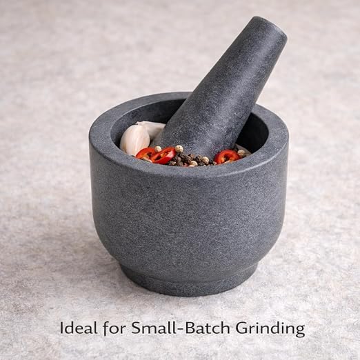 Marble Stone Mortar and Pestle, Grey | 3.75"X2.75" Mortar, 5"X1.5" Pestle, Grind Spices & Powder Pesto, Mash Herbs & Crush Pills, Regular Size