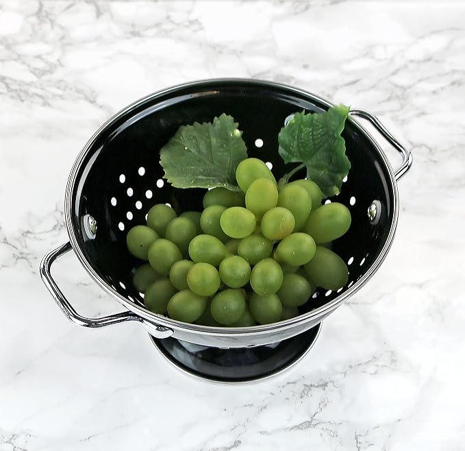 Calypso Basics by Reston Lloyd Powder Coated Enameled Colander, 1 Quart, Black