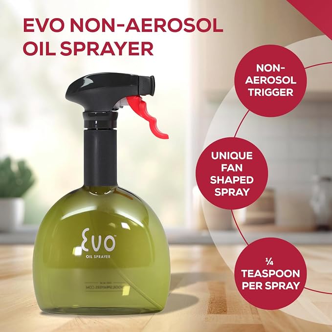 Evo Oil Sprayer Minis, Non-Aerosol for Olive, Cooking Oils, and Vinegars, 8-Ounce Capacity, 1 Each Yellow and Green | Suitable for vinegars
