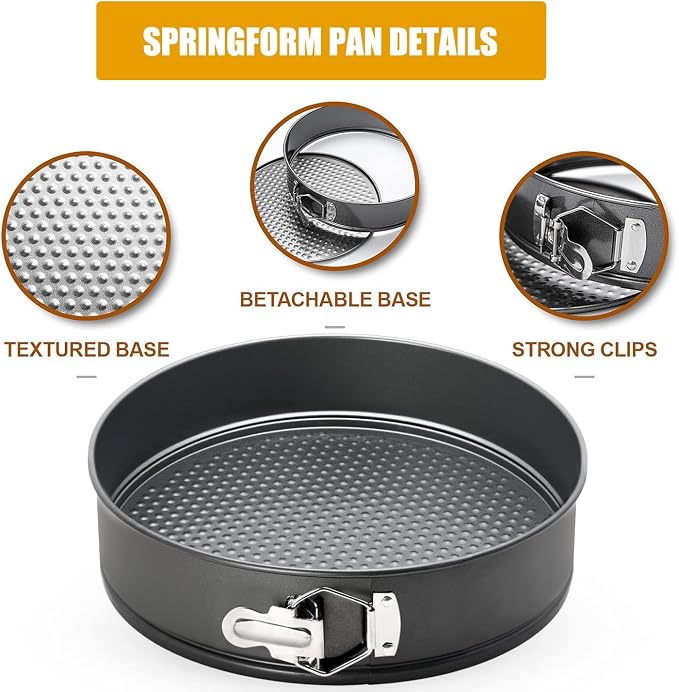 Springform Pan Set of 4 Round Cake Baking Pans with Removable Bottom Leakproof Cheesecake Springform Pan Protector 10 Inch Bakeware for Cake, Cheesecakes, Pizza (4/7/8.6 In)