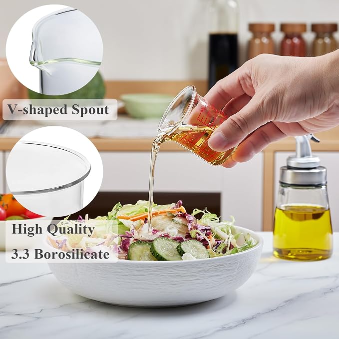 Ackers 4-Piece Glass Measuring Cup Set, Borosilicate Beaker Style Nesting Liquid Measuring Cups