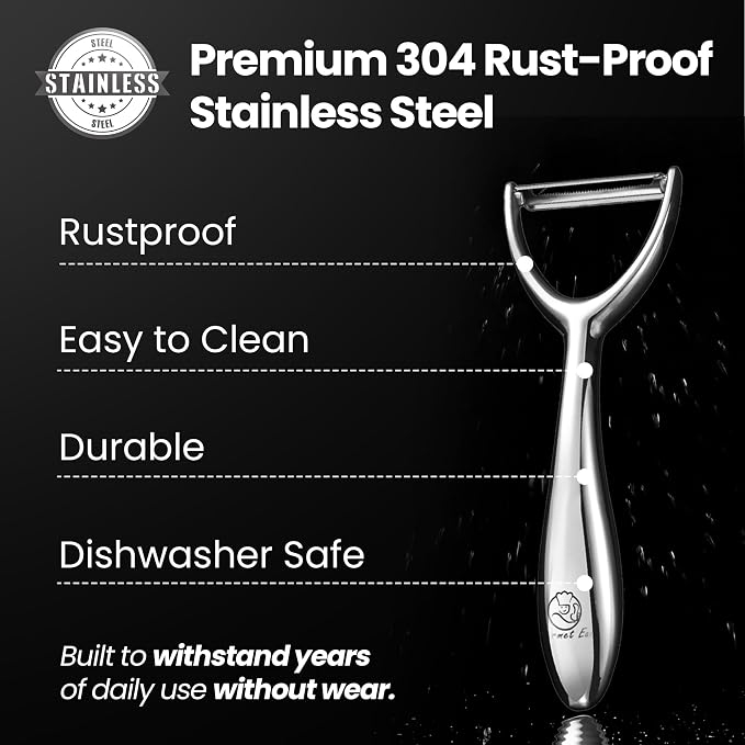Gourmet Easy Vegetable Peeler Ultra Sharp Stainless Steel Blade (Y Peeler) | Left and Right Hand Compatible, Easy Peel and Slice, Ergonomic Handle, Comfortable Grip, Dishwasher Safe, 5-Year Warranty