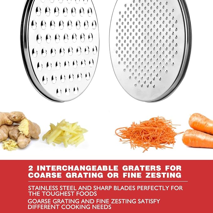 Cheese Grater Citrus Lemon Zester with Food Storage Container & Lid - Perfect For Hard Parmesan Or Soft Cheddar Cheeses, Ginger, Vegetables, Butter, Chocolate & Nutmeg (Black)