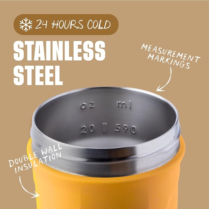 BlenderBottle Sport Flip Stainless Steel Shaker Bottle 24 oz Orange