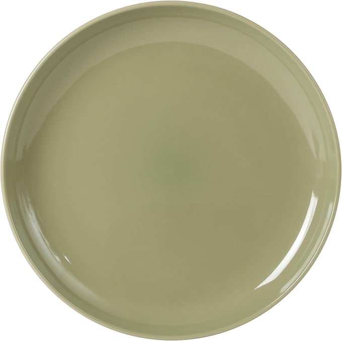Gibson Home Rockaway 12 Piece Plates and Bowls Matte Outside/Shiny Inside Glaze Service for 4 Dinnerware Set - Green - Dishwasher and Microwave Safe