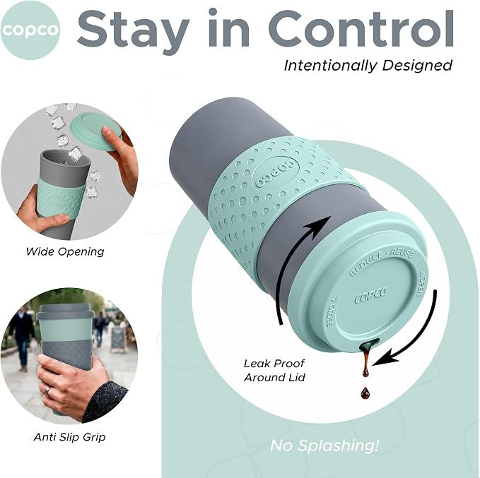 Copco Acadia Travel Mug, 16 Oz - Aqua & Gray, Set of 2