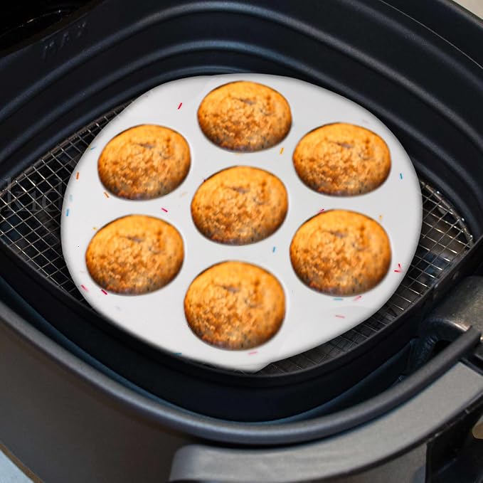 SHEbaking Egg Bites Silicone Mold 7 Cups Egg Bite Mold Non-Stick Air Fryer Egg Mold Muffin Pan for Baking Egg Bite Maker for Mini Muffins, Tart, Mini Cupcake BPA Free