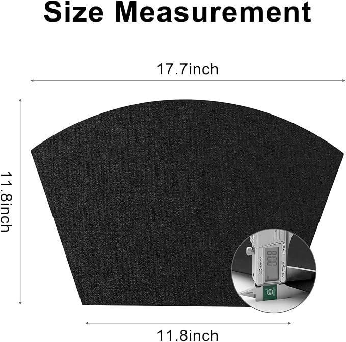 Homaxy Wedge Faux Leather Placemats for Round Table, Set of 4, Black | Waterproof Wipeable Washable Table Mats, Easy to Clean Anti-Slip Place Mats, 11.8" x 17"