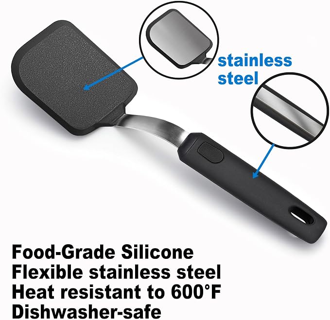 5 Piece Silicone Spatula Set Cooking Utensils Set | Heat resistant, Kitchen Cooking Utensils Set,Dishwasher Safe,For Nonstick Cookware