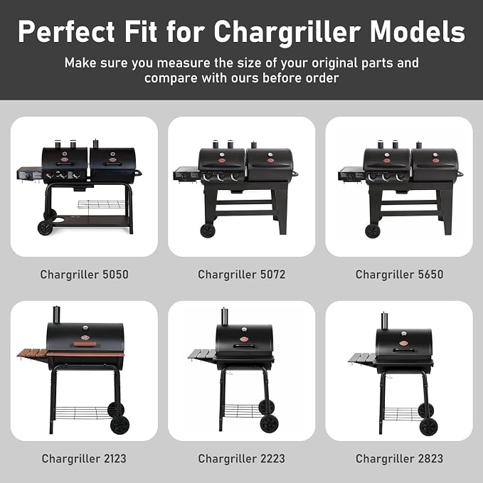 Uniflasy 20 Inches Ash Pan Replacement for Chargriller 5050, 5072, 5650, 2123, 2223, 2823 Charcoal Grills,Char-Griller Grill Grate Model 200157,Chargriller Replacement Part with 2pcs Fire Grate Hanger