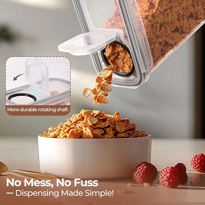 ComSaf Airtight Cereal Storage Containers with Lids 6.7Qt 2Pack, Easy Pour | Plastic Food Canister, Cereal Rice Oats Beans, Pantry Kitchen Cabinet, Dispenser with Label, Spout, Large Capacity, BPA-free