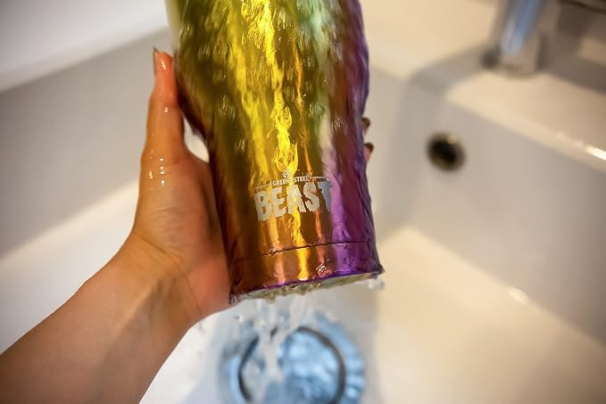 Beast 40 oz tumbler - Vacuum Insulated Tumbler with Straw - Leak Proof Stainless Steel Travel Mug - Double Wall Iced Coffee Cup - Reusable Water Bottle - Gifts for Mom, Women and Men (Rainbow)