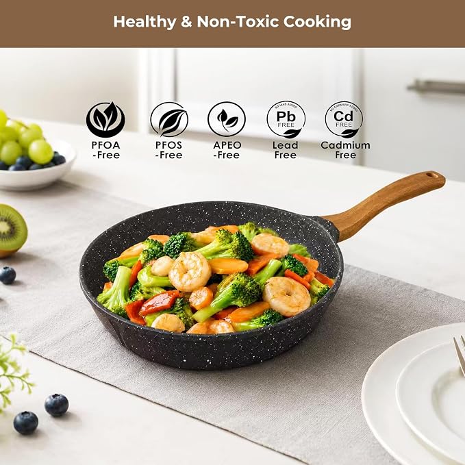 ITSMILLERS Kitchen Nonstick Cookware 3 Piece Omelette Pan Skillet Set, Nonstick Die-cast Deep Frying Pans set with Induction Bottom, 8, 9.5 & 11 Inches Frying Pans with Stay Cool Handles, PFOA Free