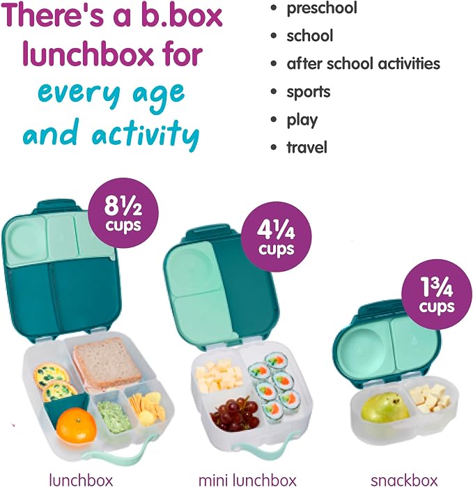 b.box Mini Lunch Box, Snack Containers for Kids, Lunch Box Kids, 4.25 Cup | Bento Box for Kids, Sanck Box, Lunch Containers, Leak Proof, Dishwasher Safe, BPA Free, PFAS Free, Ages 3+ — Emerald Forest