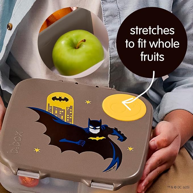 b.box Batman Lunch Box, 8.5 Cup Bento Box for All Ages, Snack Box | Lunch Box Kids + Adults, Lunch Containers, 4 Compartments, Leak Proof, Dishwasher Safe, BPA Free, PFAS Free, Ice Pack