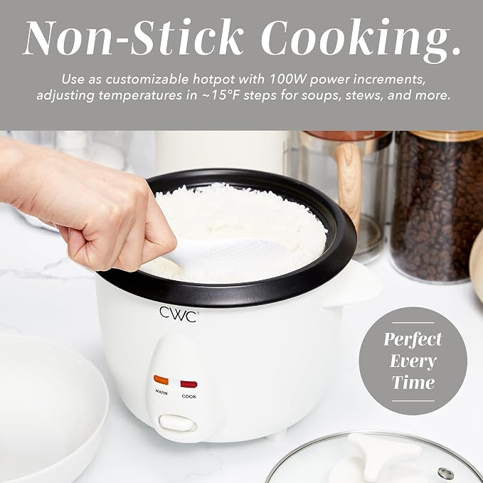 COOK WITH COLOR 6 Cup Rice Cooker 300W - Effortless Cooking and Perfectly, Cooks 3 Cups of Raw Rice for 6 Cups of Cooked Rice, Cream
